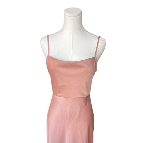 Sachin & Babi Cali Satin Slip Midi Dress 2 Peach Cowl Neck Wedding Guest Elegant - Picture 4 of 11